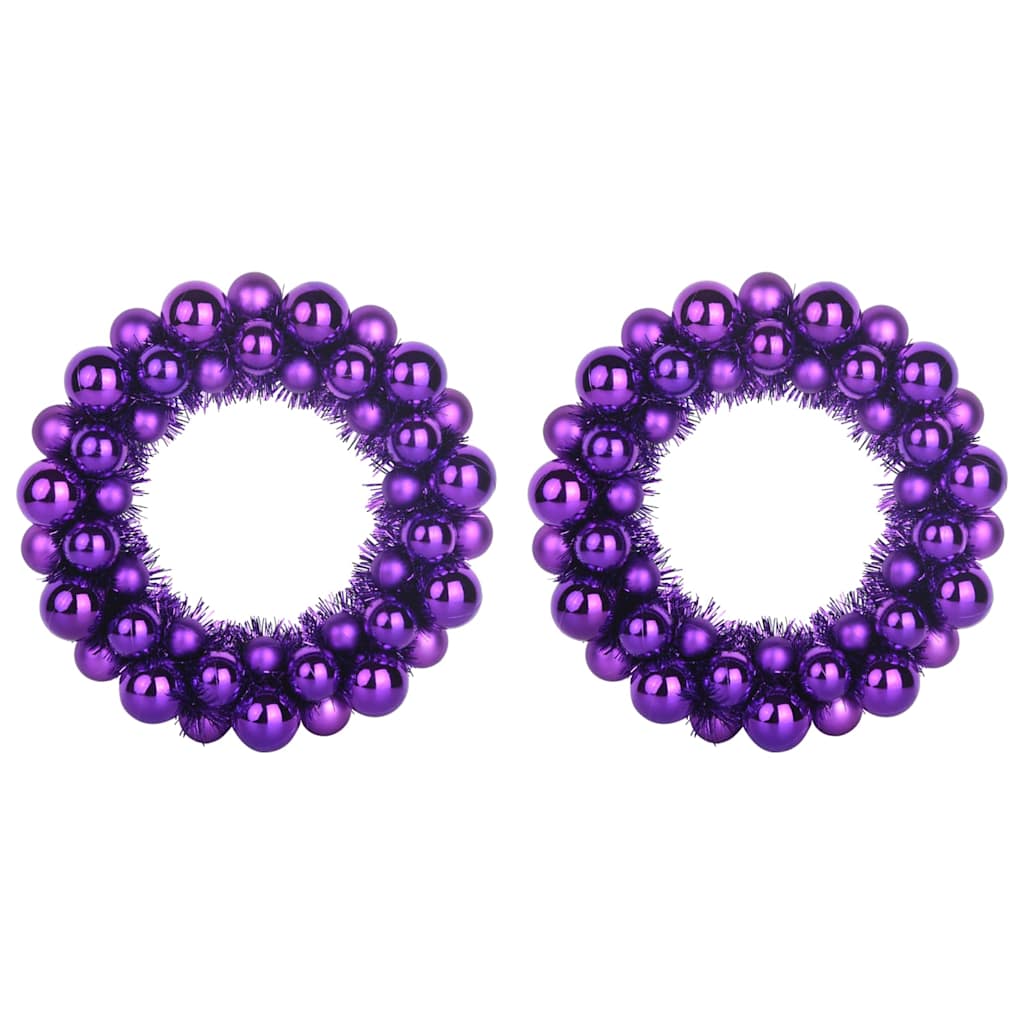 Vijenci s božićnim kuglicama 2 pcs Lila 33 x 33 x 7 cm