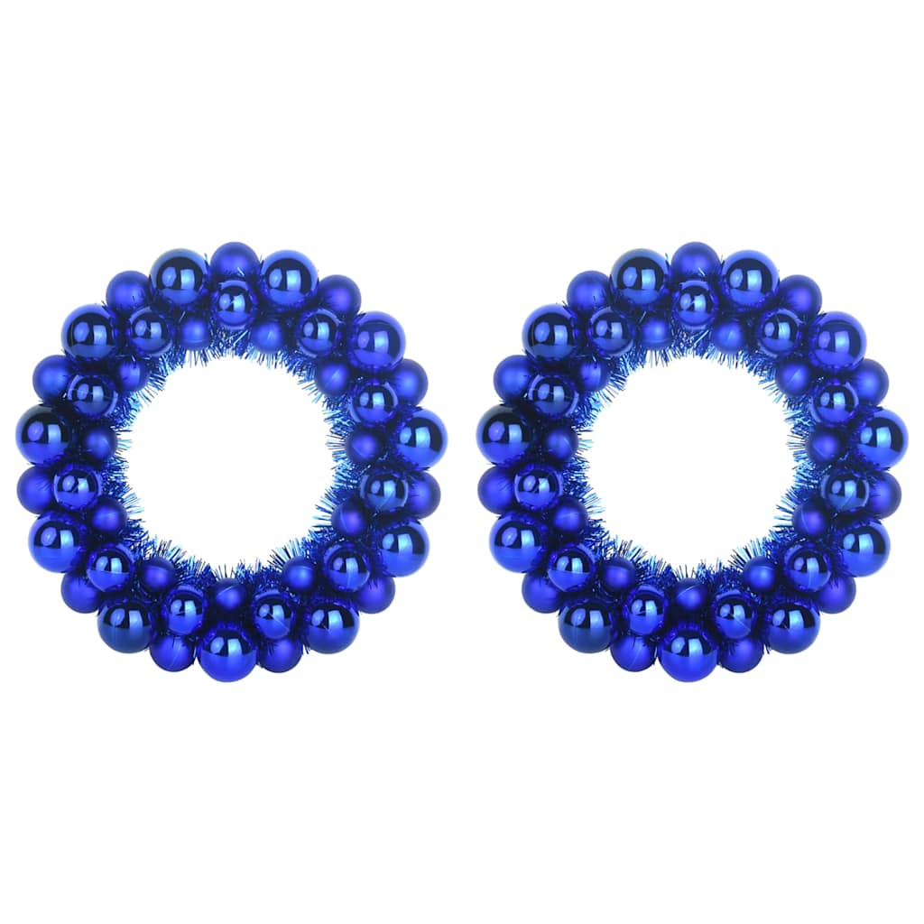 Vijenci s božićnim kuglicama 2 pcs Plava 33 x 33 x 7 cm