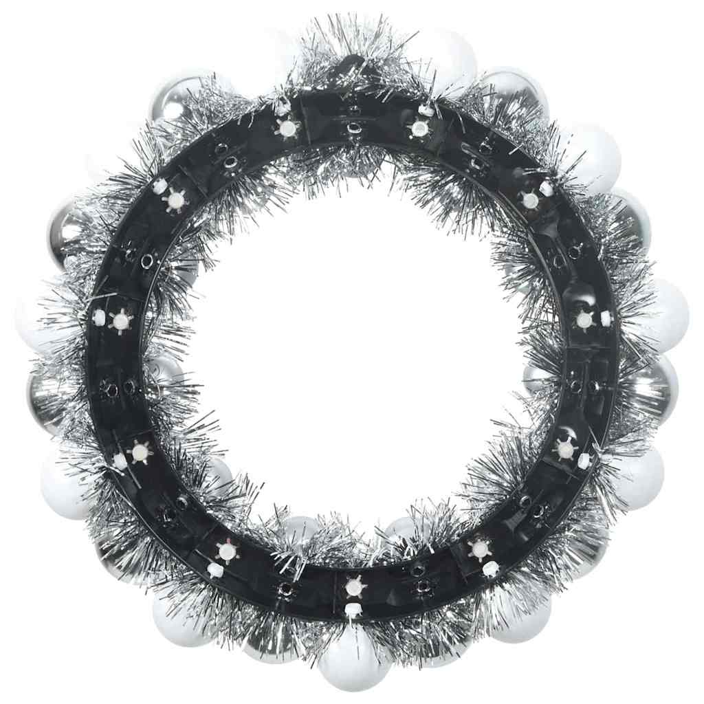 Vijenci s božićnim kuglicama 2 pcs Bijela i Srebrna