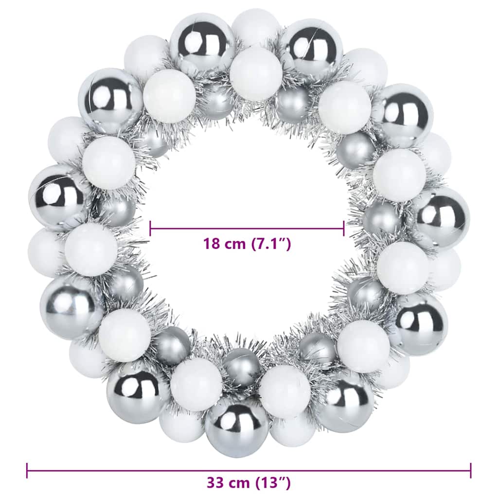 Vijenci s božićnim kuglicama 2 pcs Bijela i Srebrna