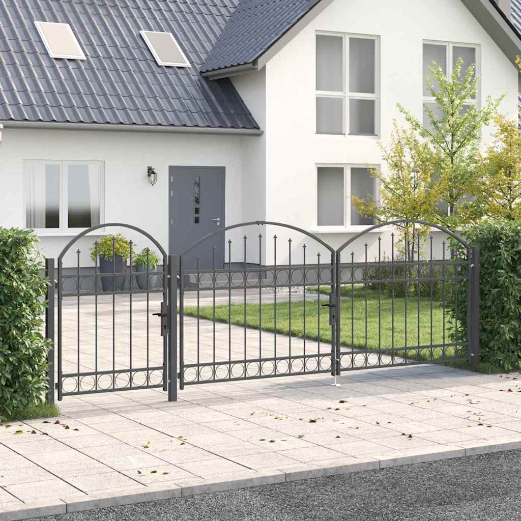 Vrata Ograde za Vrt s Arhivnim Vrh Assen Siva 4 x 1,25 m Čelik