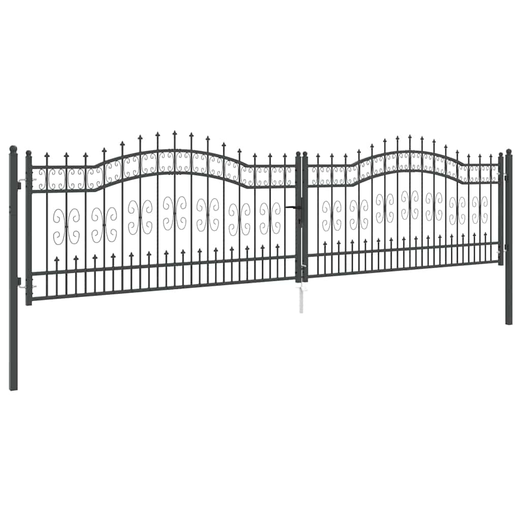Kapija s vrhom u obliku koplja KAMPEN 404 x 100 cm Čelik Siva