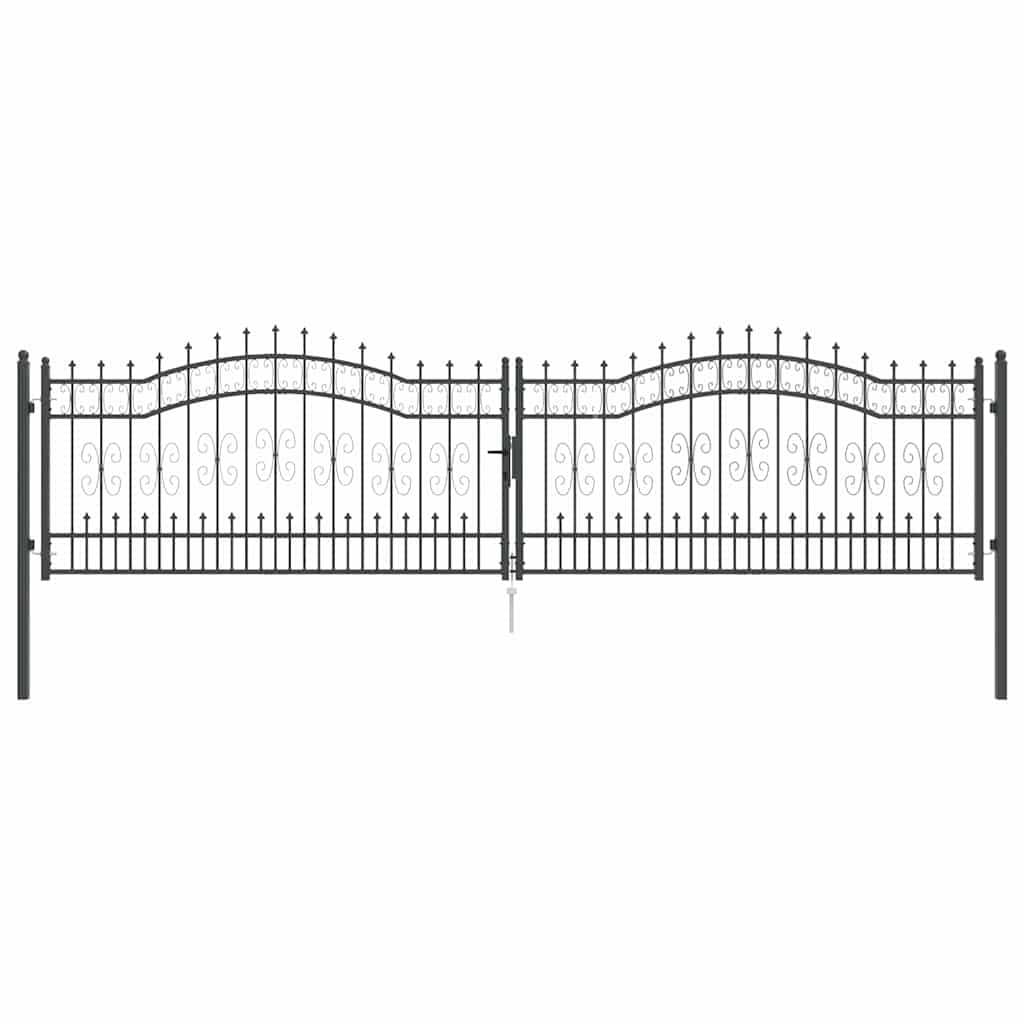 Kapija s vrhom u obliku koplja KAMPEN 404 x 100 cm Čelik Siva