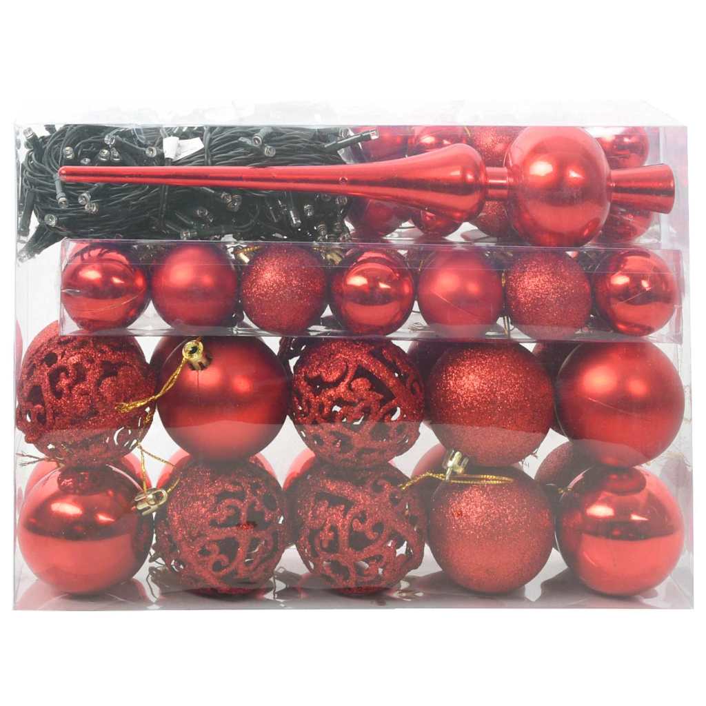 Set Božićnih Ukrasnih Kuglica 61 pcs Crvena Plastika