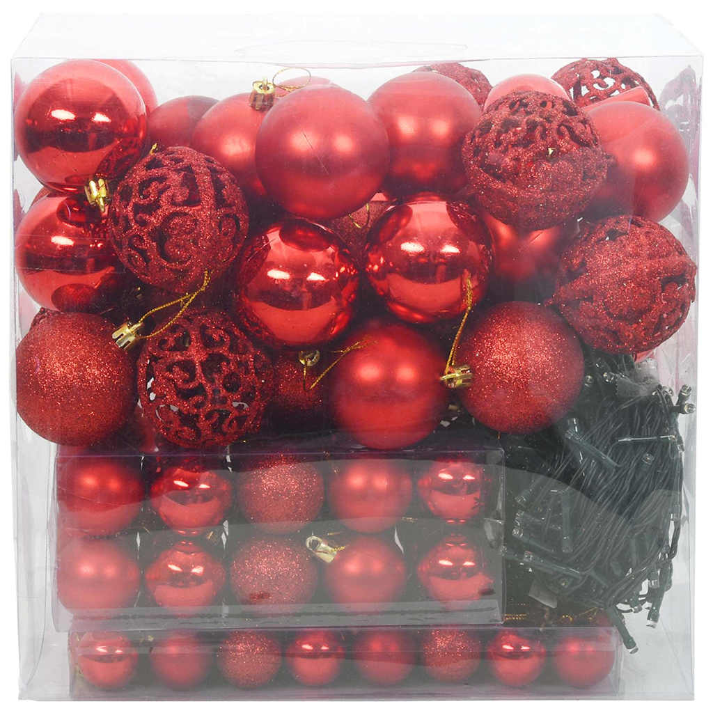 Set Božićnih Ukrasnih Kuglica 120 pcs Crvena Plastika