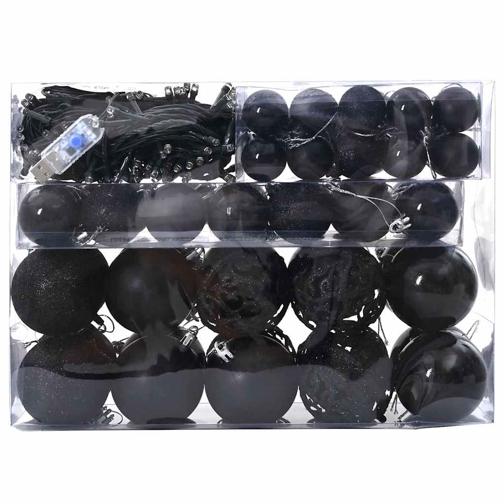 Set Božićnih Ukrasnih Kuglica 61 pcs Crna Plastika