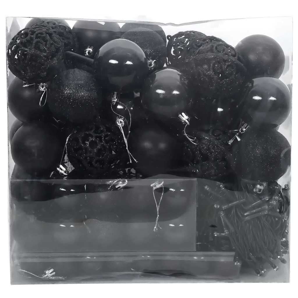 Set Božićnih Ukrasnih Kuglica 120 pcs Crna Plastika