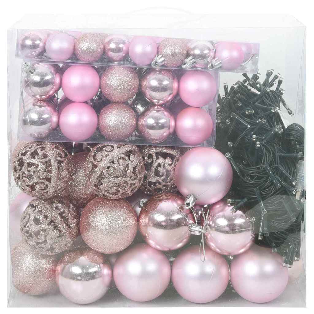 Set Božićnih Ukrasnih Kuglica 120 pcs Ružičasta Plastika