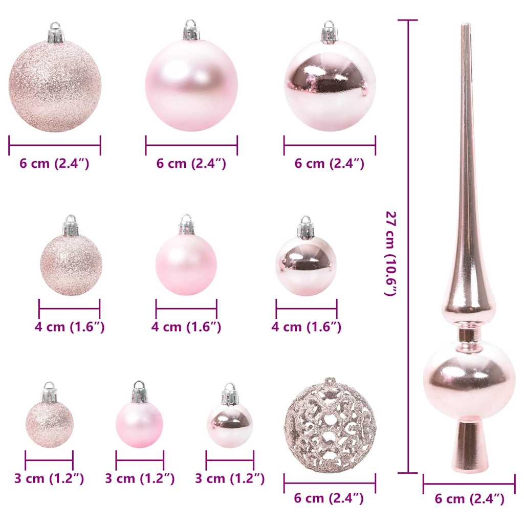 Set Božićnih Ukrasnih Kuglica 120 pcs Ružičasta Plastika