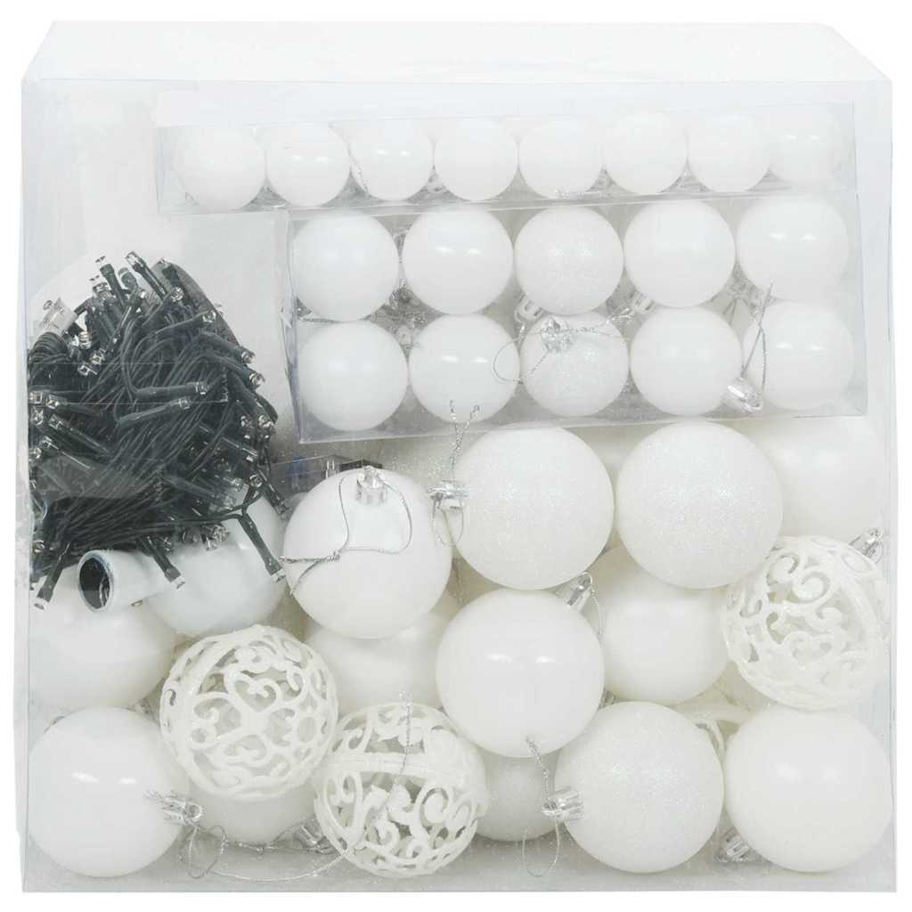 Set Božićnih Ukrasnih Kuglica 120 pcs Bijelo Plastika