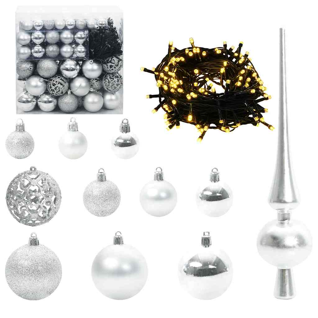 Set Božićnih Ukrasnih Kuglica 120 pcs Srebrno Plastika