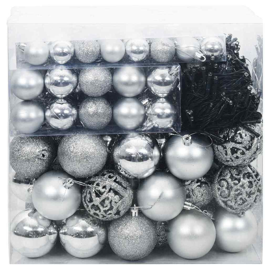 Set Božićnih Ukrasnih Kuglica 120 pcs Srebrno Plastika