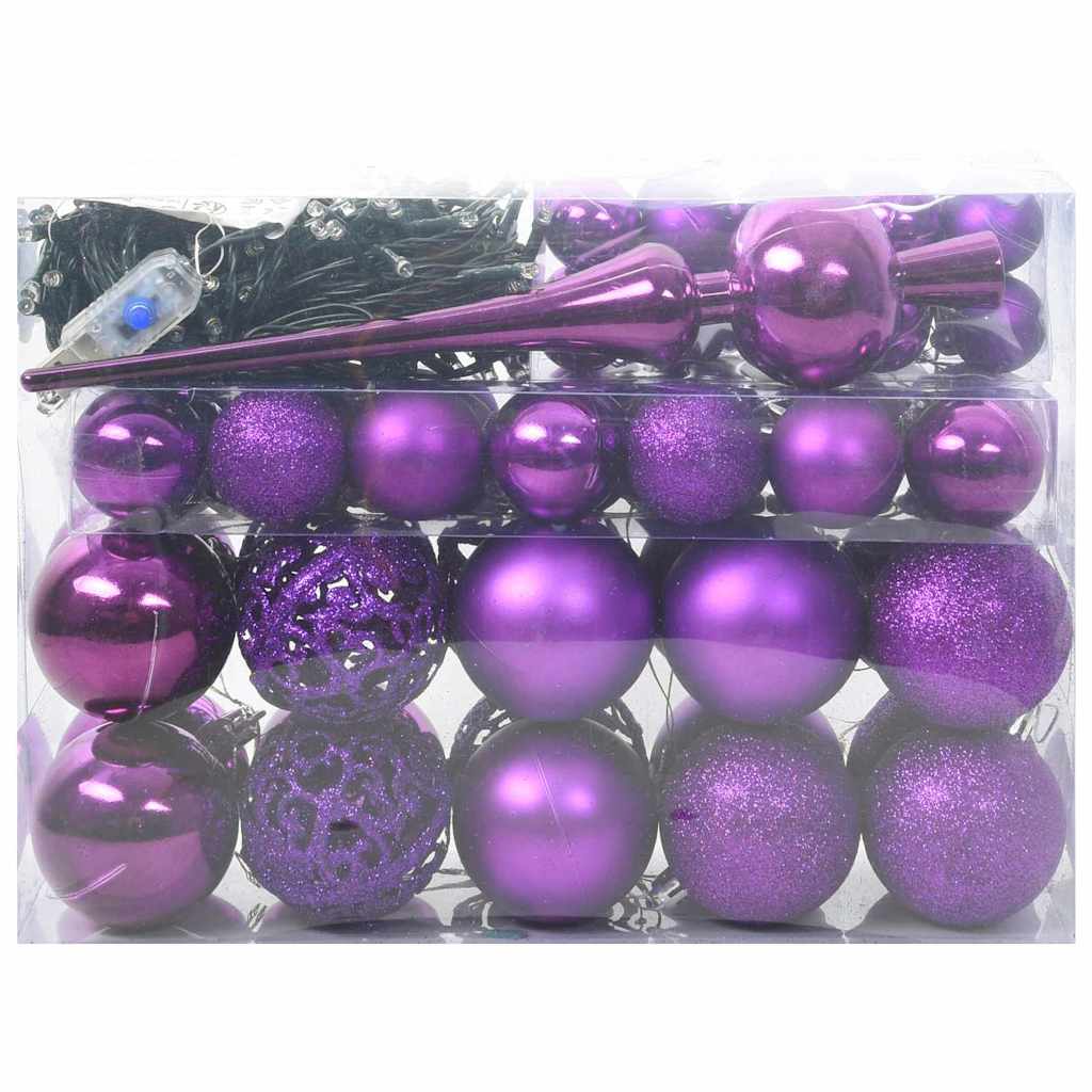 Set Božićnih Ukrasnih Kuglica 61 pcs Lila Plastika