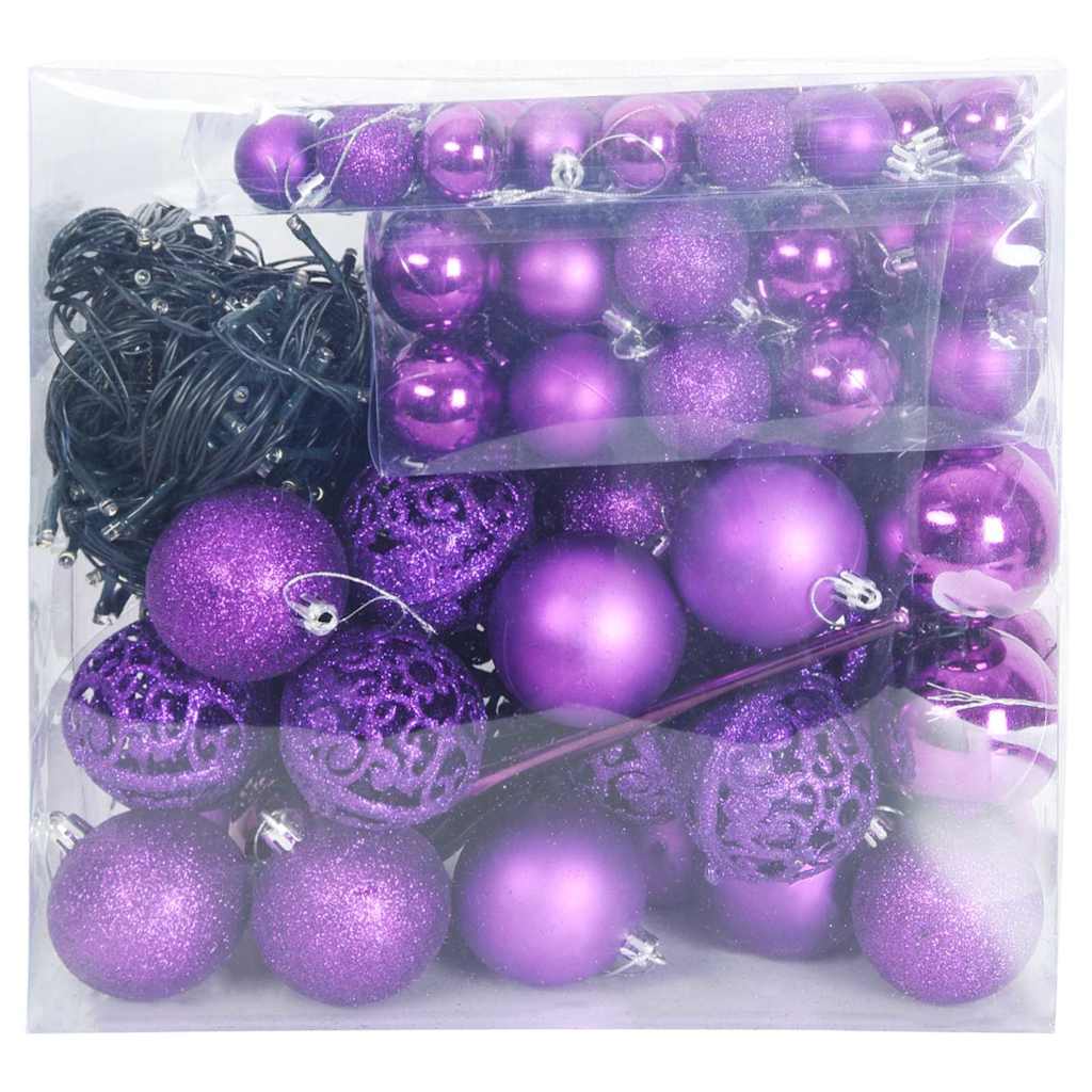 Set Božićnih Ukrasnih Kuglica 120 pcs Lila Plastika