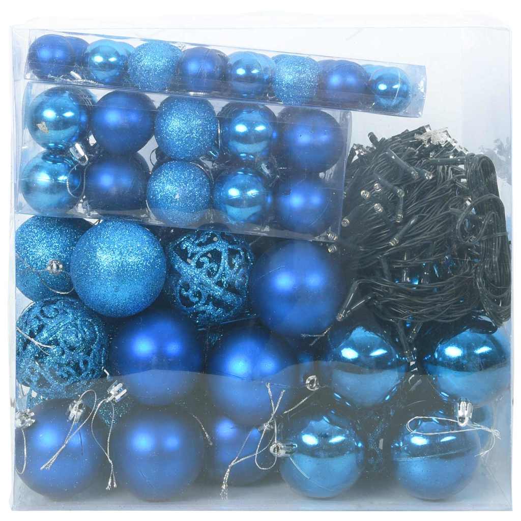 Set Božićnih Ukrasnih Kuglica 120 pcs Plava Plastika