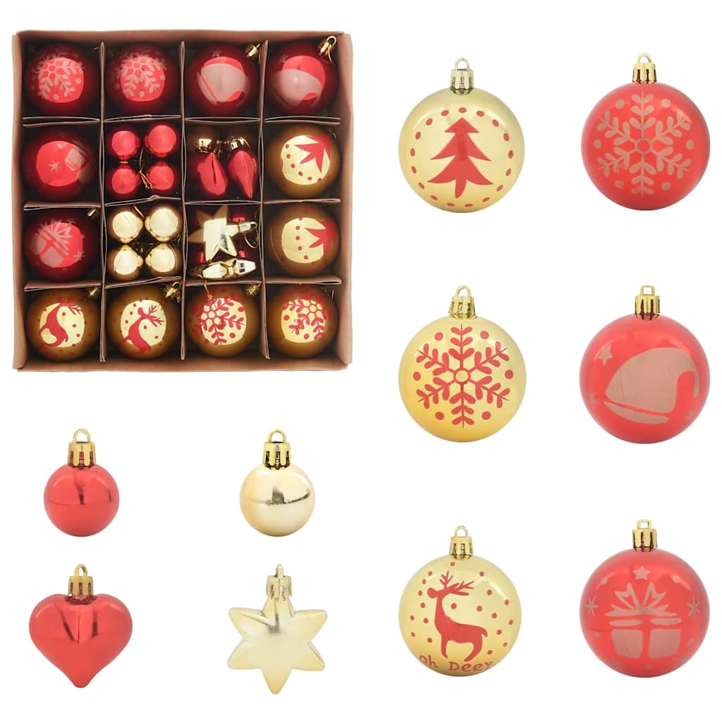 Set Božićnih Ukrasnih Kuglica 40 pcs Zlatna i crvena Plastika
