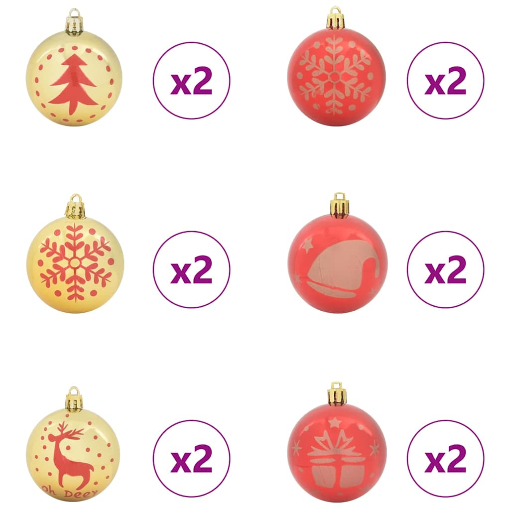 Set Božićnih Ukrasnih Kuglica 40 pcs Zlatna i crvena Plastika