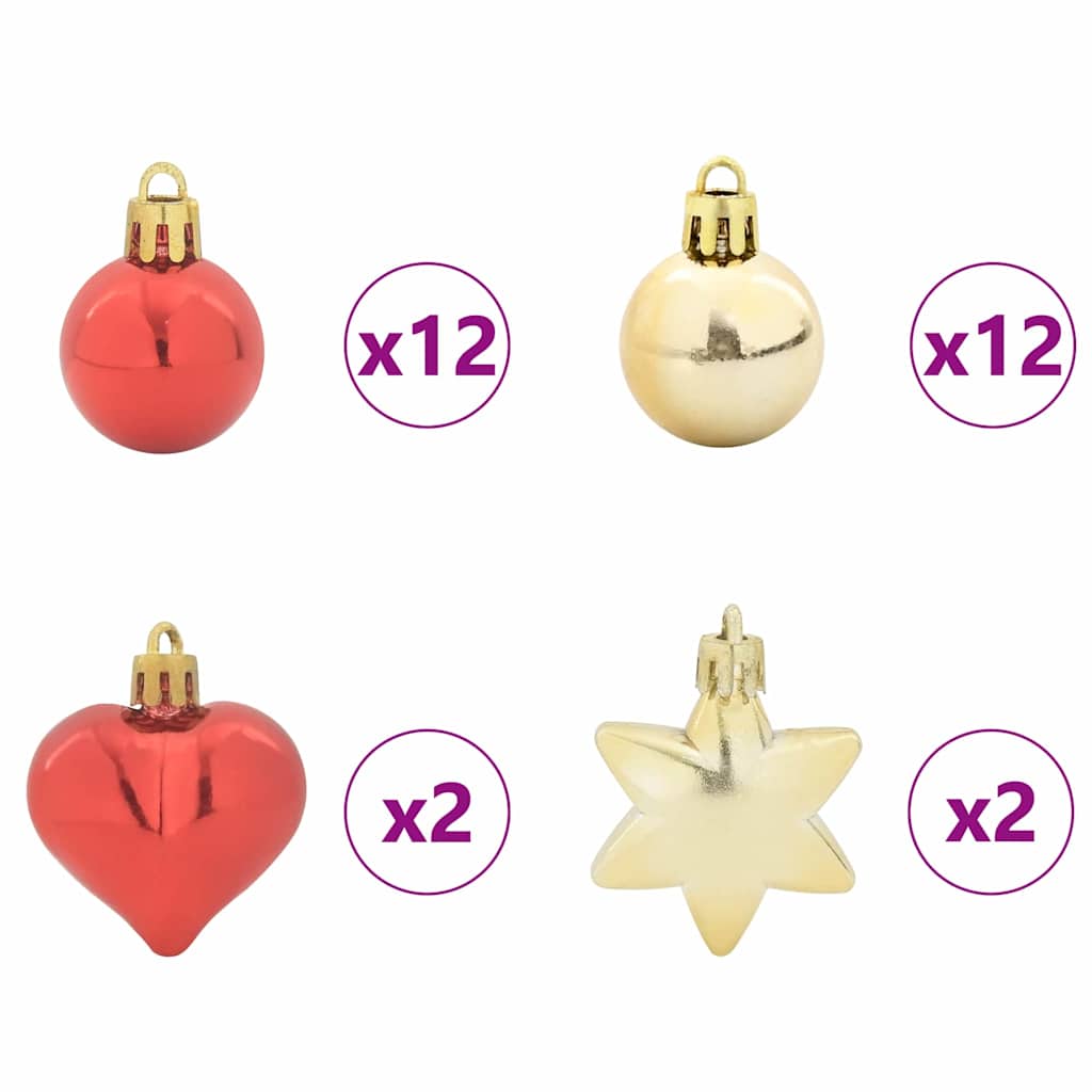 Set Božićnih Ukrasnih Kuglica 40 pcs Zlatna i crvena Plastika