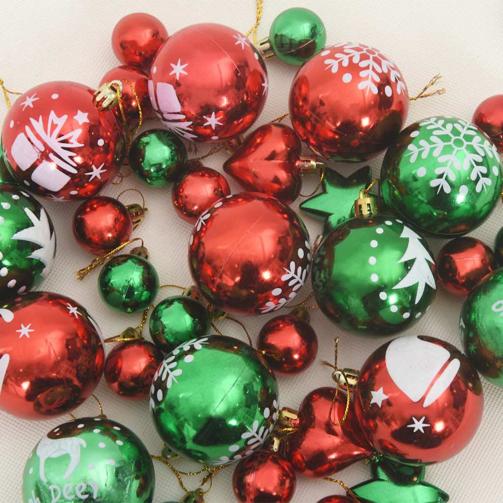 Set Božićnih Ukrasnih Kuglica 40 pcs Crvena i zelena Plastika