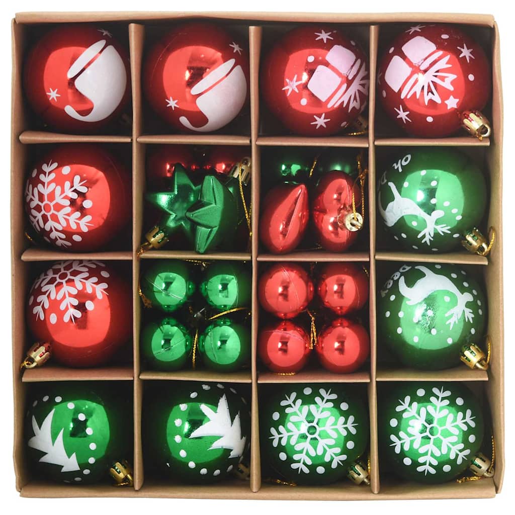 Set Božićnih Ukrasnih Kuglica 40 pcs Crvena i zelena Plastika