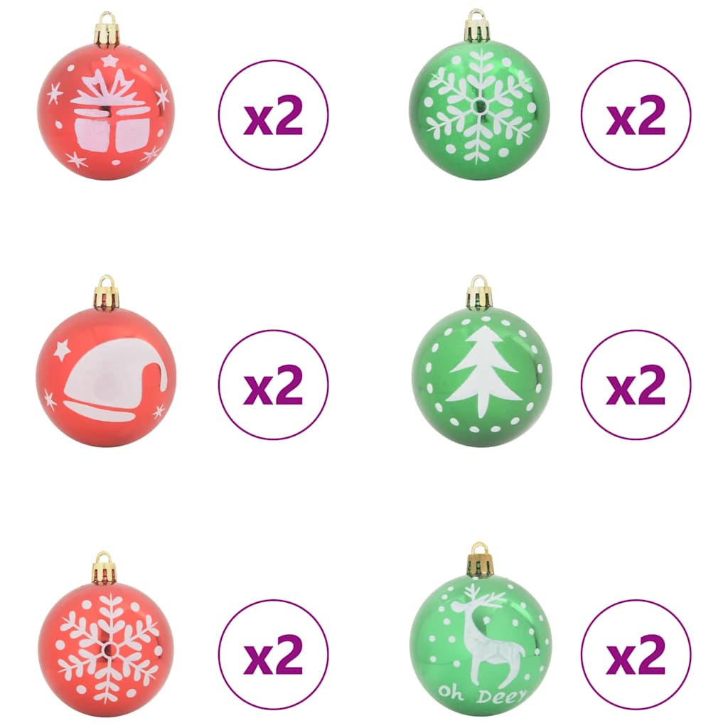 Set Božićnih Ukrasnih Kuglica 40 pcs Crvena i zelena Plastika