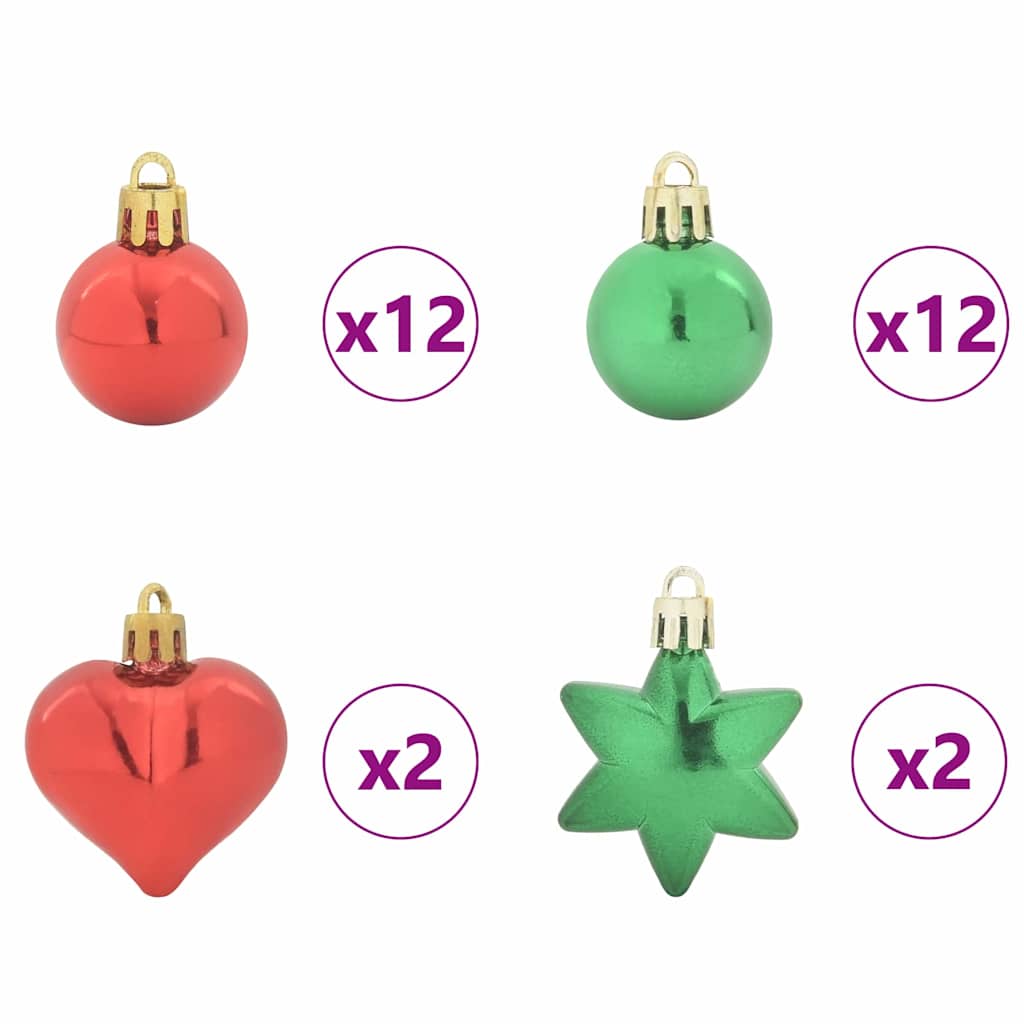 Set Božićnih Ukrasnih Kuglica 40 pcs Crvena i zelena Plastika
