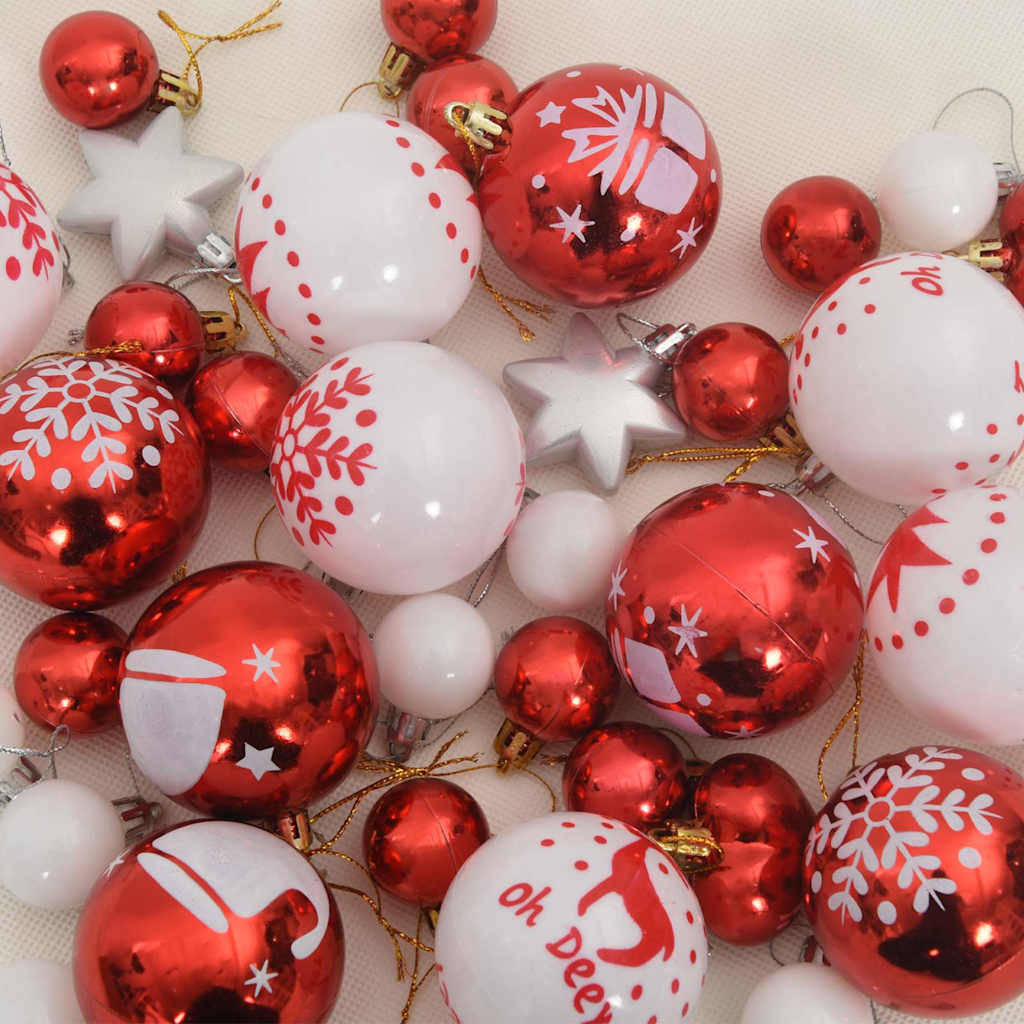 Set Božićnih Ukrasnih Kuglica 40 pcs Crvena i bijela Plastika