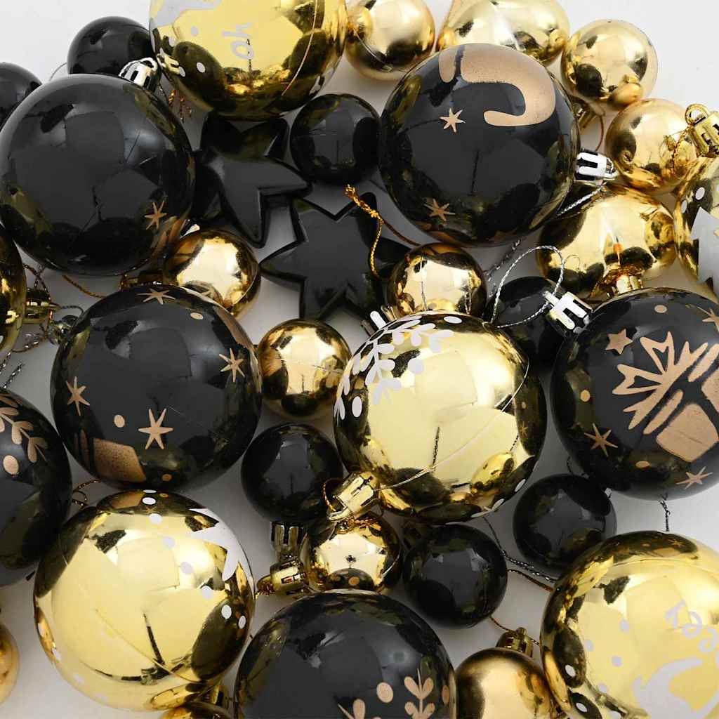 Set Božićnih Ukrasnih Kuglica 40 pcs Crna i zlatna Plastika