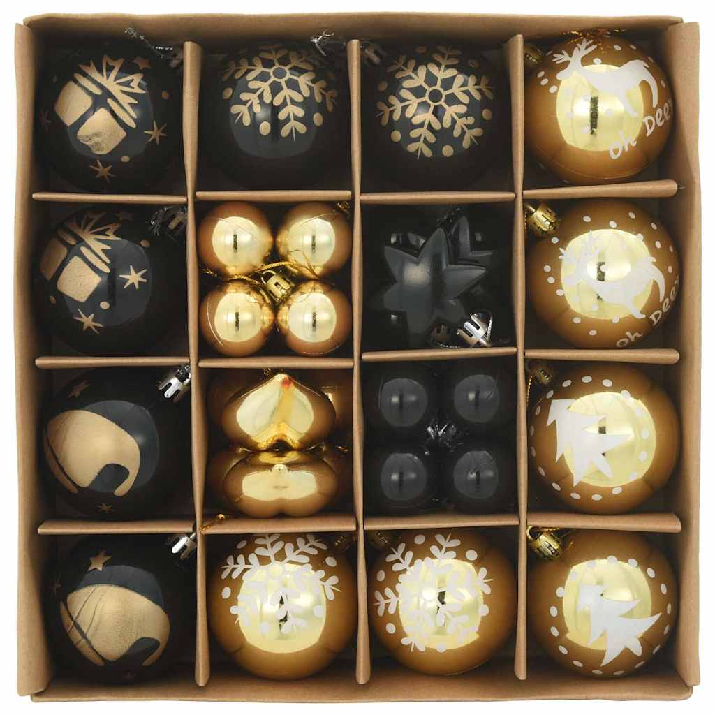 Set Božićnih Ukrasnih Kuglica 40 pcs Crna i zlatna Plastika