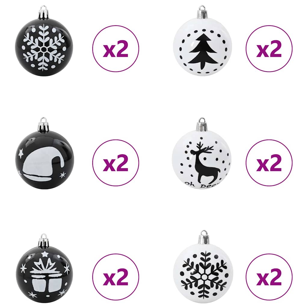 Set Božićnih Ukrasnih Kuglica 40 pcs Crna i bijela Plastika