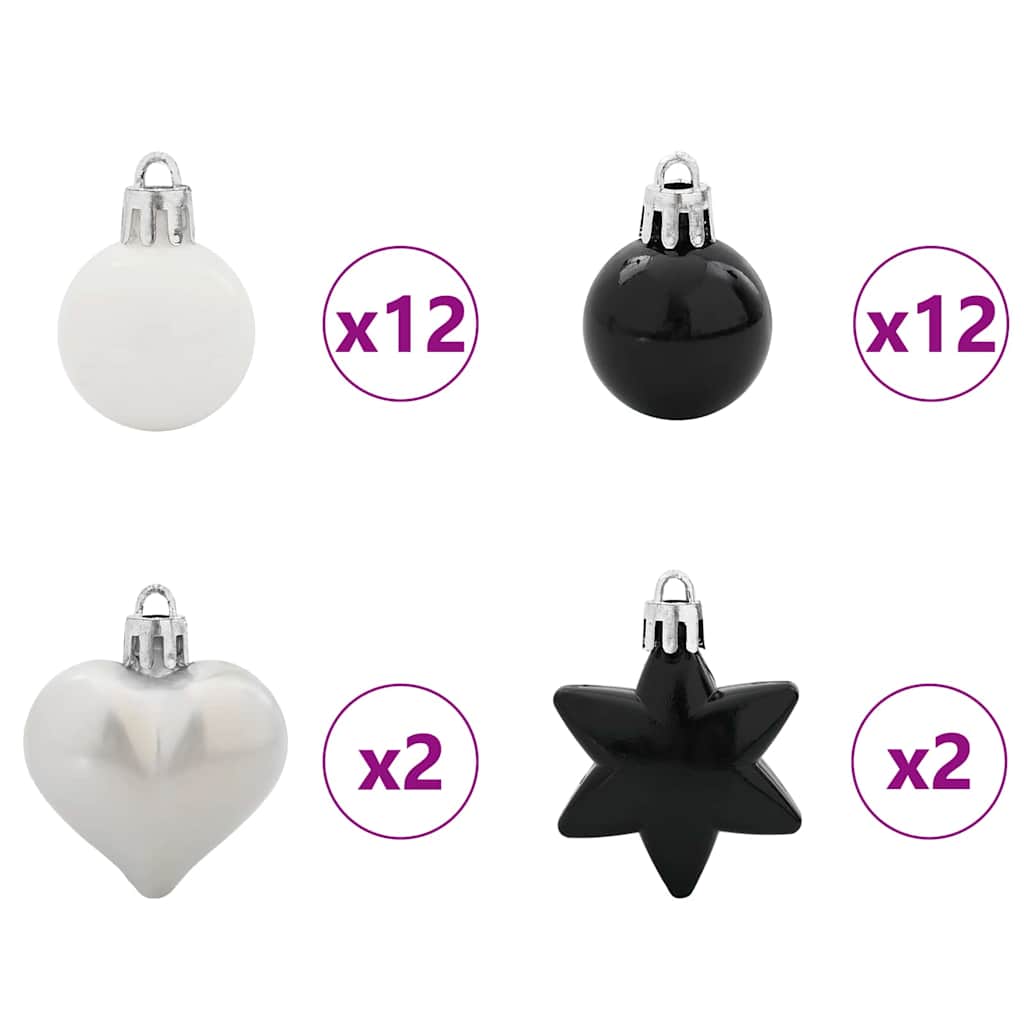 Set Božićnih Ukrasnih Kuglica 40 pcs Crna i bijela Plastika