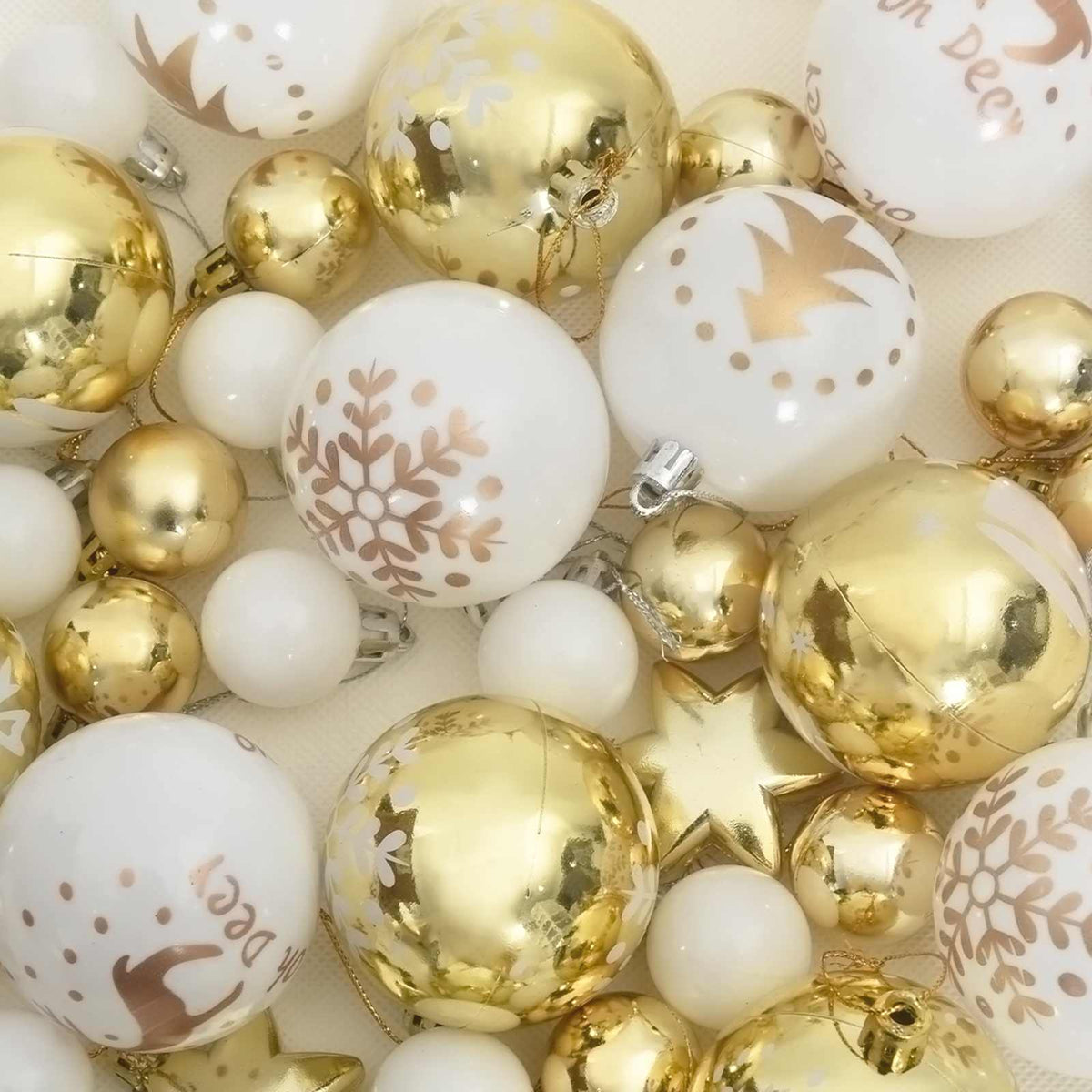 Set Božićnih Ukrasnih Kuglica 40 pcs Bijela i zlatna Plastika