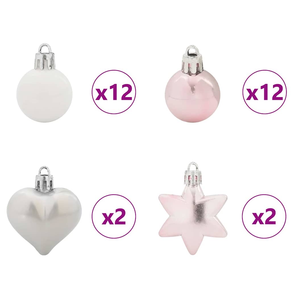 Set Božićnih Ukrasnih Kuglica 40 pcs Bijela i roza Plastika