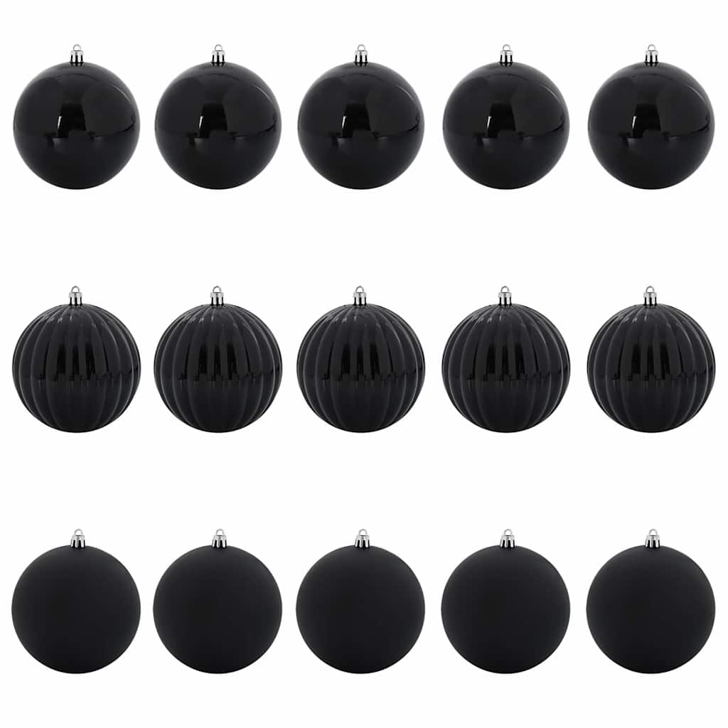 Set božićnih kuglica XL 15 pcs Crna Plastika