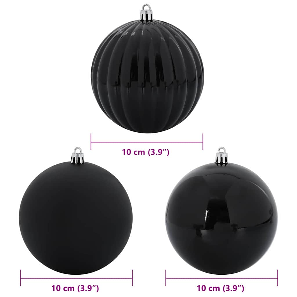Set božićnih kuglica XL 15 pcs Crna Plastika