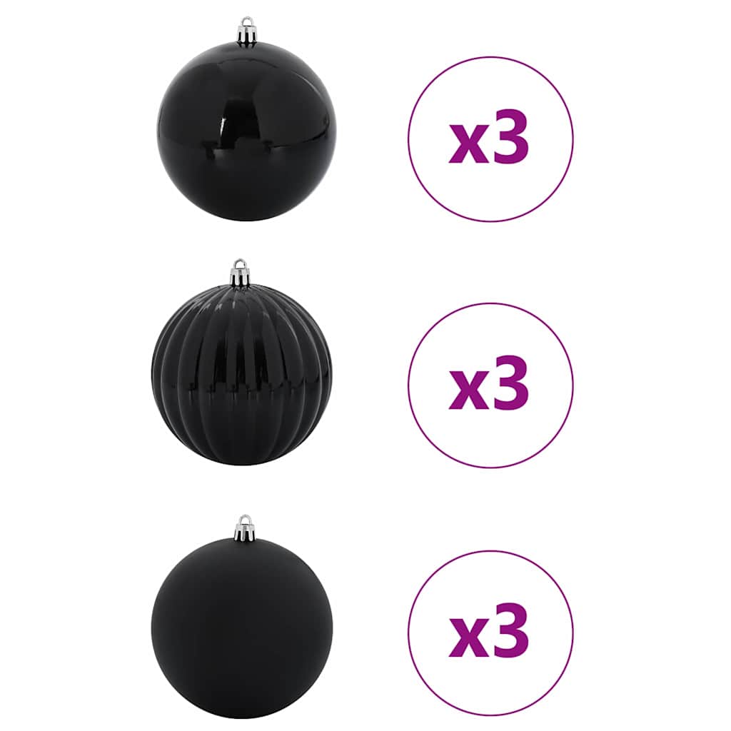 Set Božićnih Kuglica XL 9 pcs Crna Plastika
