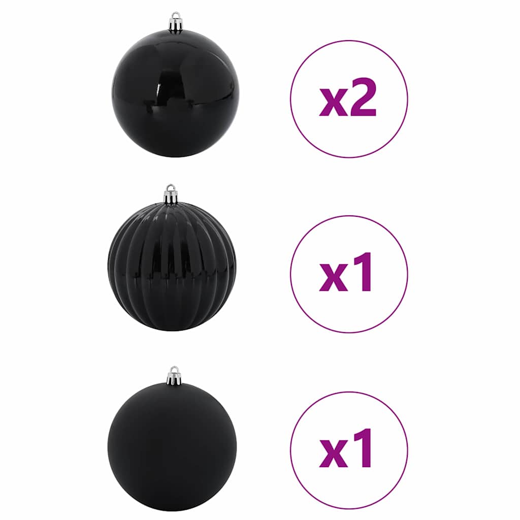 Set božićnih kuglica XXL 4 pcs Crna Plastika