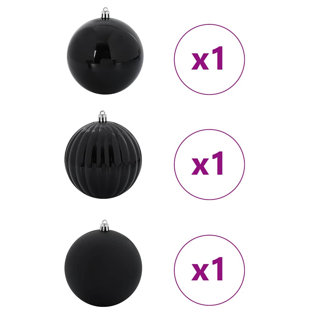 Set božićnih kuglica XXL 3 pcs Crna Plastika