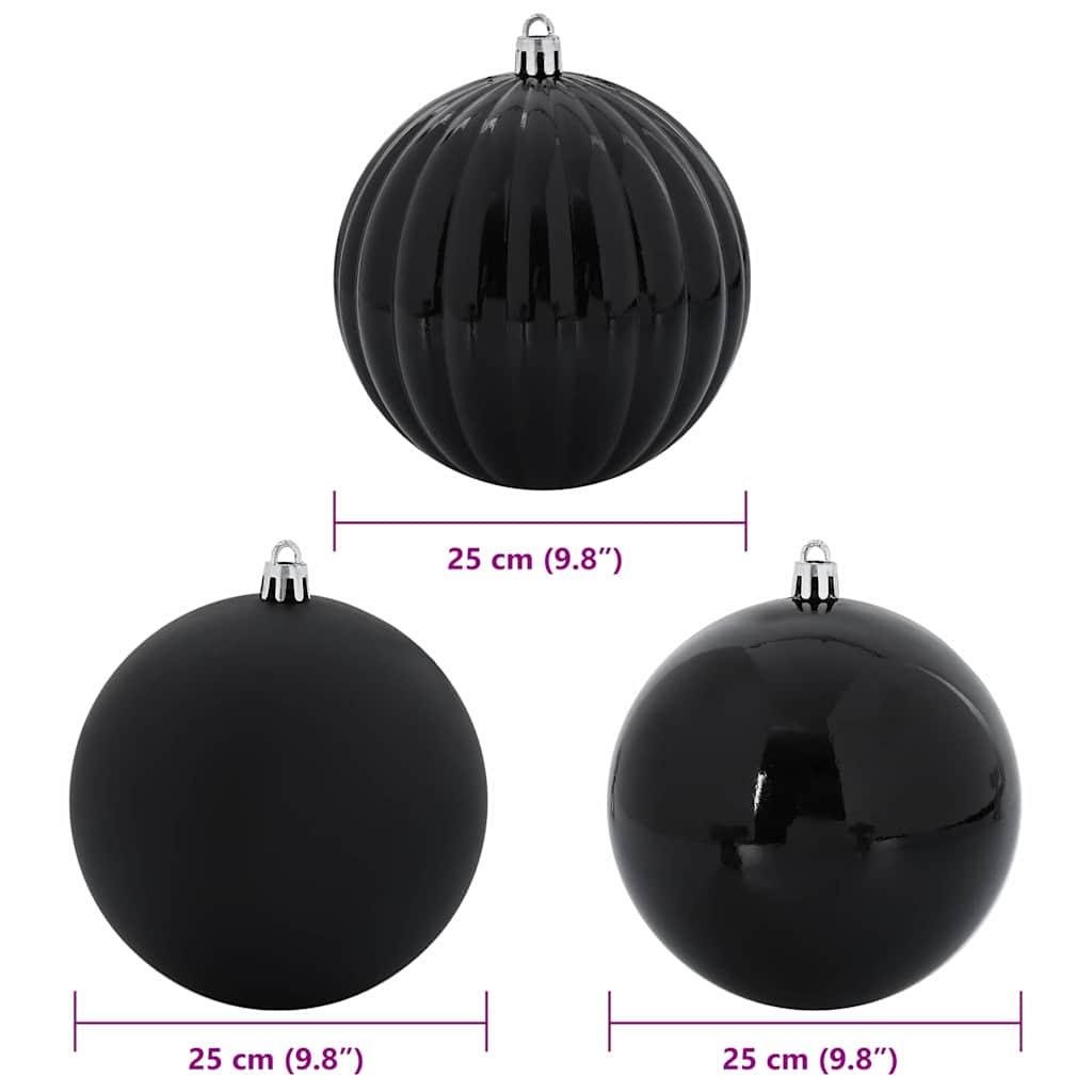 Set božićnih kuglica XXL 3 pcs Crna Plastika