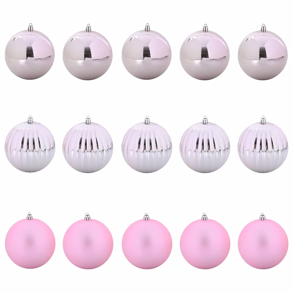 Set božićnih kuglica XL 15 pcs Ružičasta Plastika