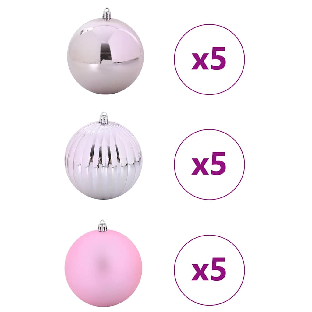 Set božićnih kuglica XL 15 pcs Ružičasta Plastika
