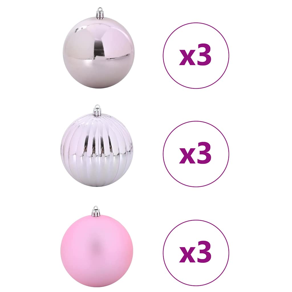 Set božićnih kuglica XL 9 pcs Ružičasta Plastika