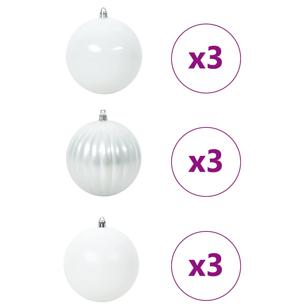 Set Božićnih Kuglica XL 9 pcs Bijelo Plastika