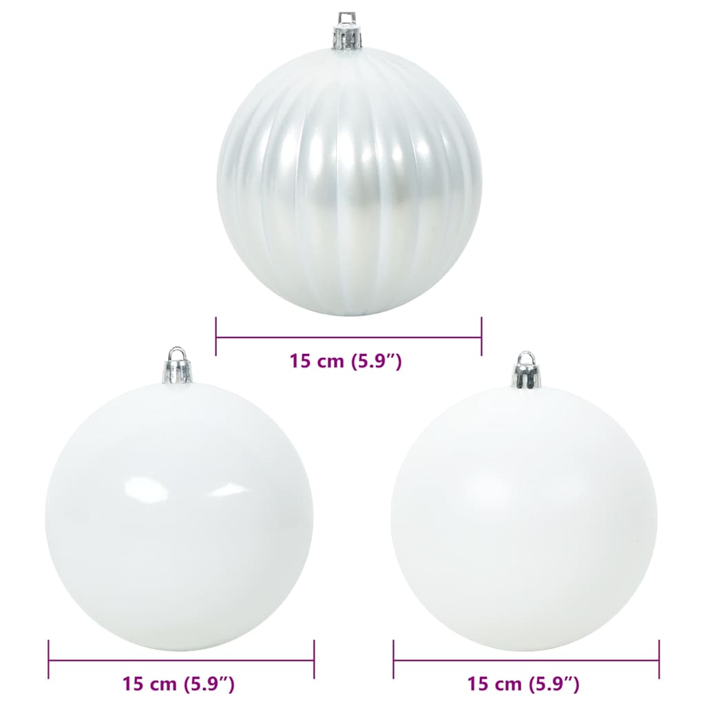Set Božićnih Kuglica XL 9 pcs Bijelo Plastika