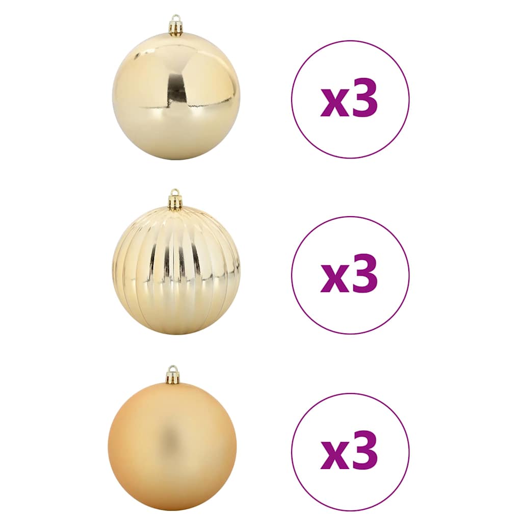 Set Božićnih Okrasa XL 9 pcs Zlatno Plastika
