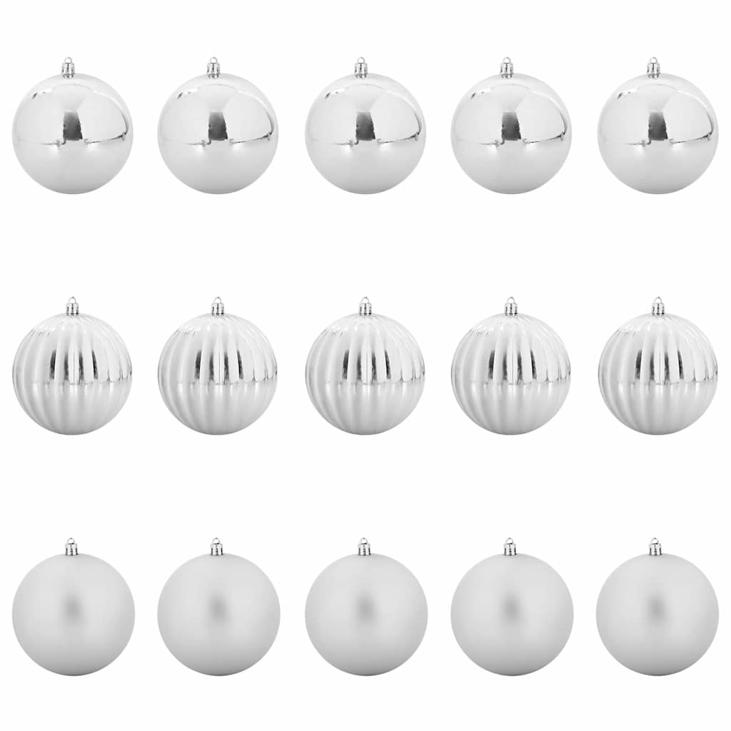 Set božićnih kuglica XL 15 pcs Srebrno Plastika