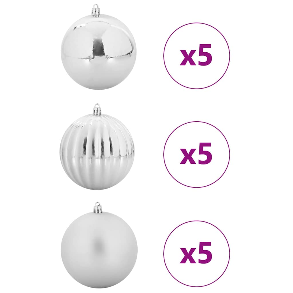 Set božićnih kuglica XL 15 pcs Srebrno Plastika