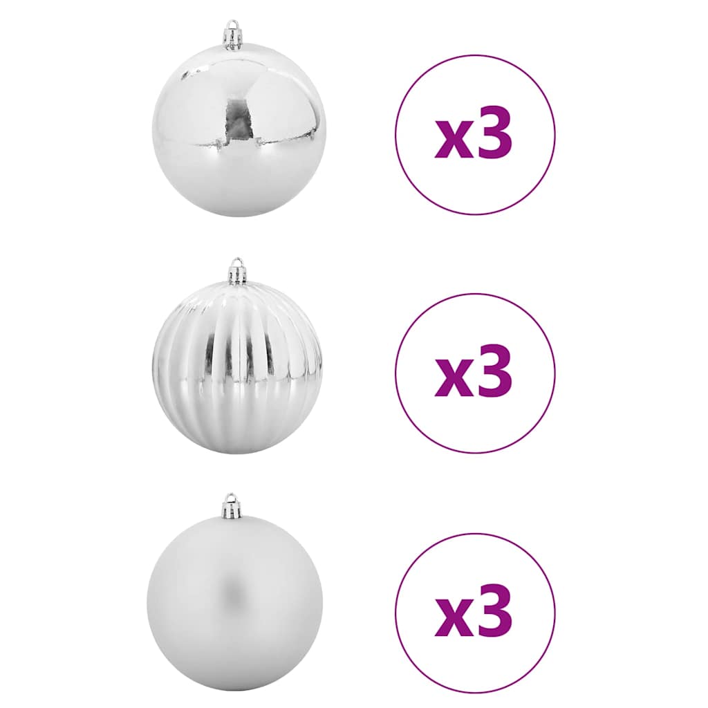 Set božićnih kuglica XL 9 pcs Srebrno Plastika