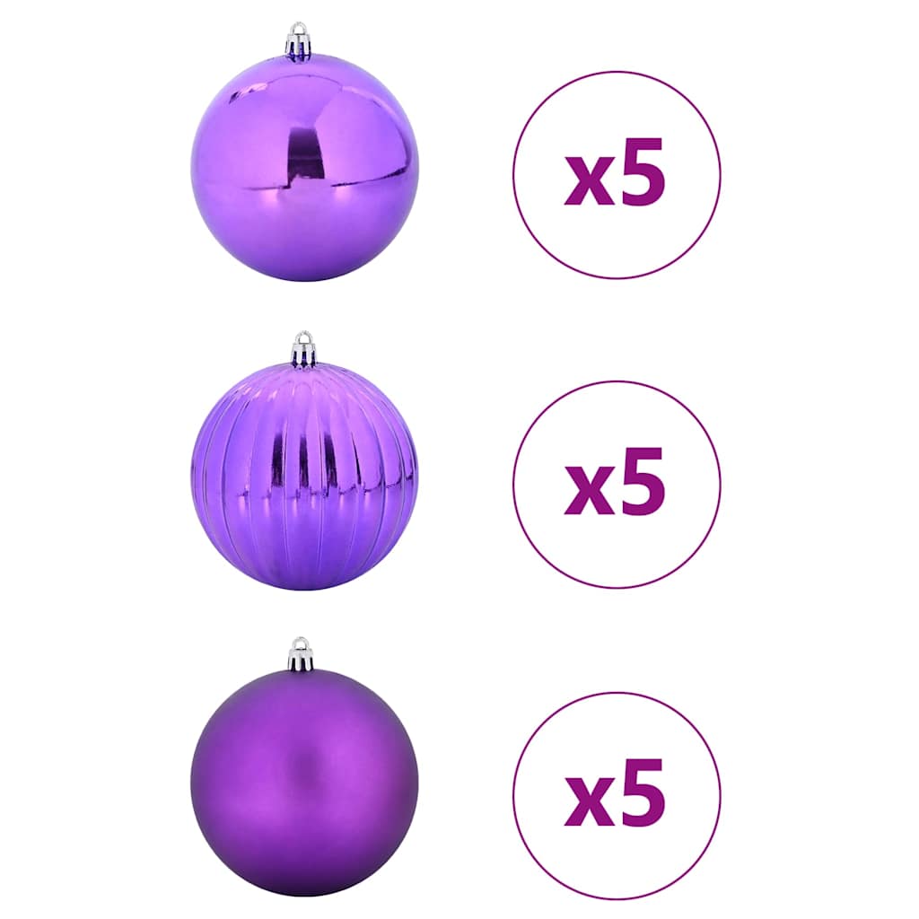 Set božićnih kuglica XL 15 pcs Lila Plastika