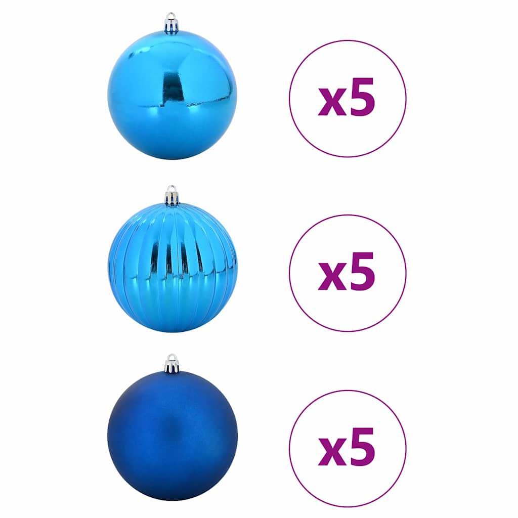 Set božićnih kuglica XL 15 pcs Plava Plastika